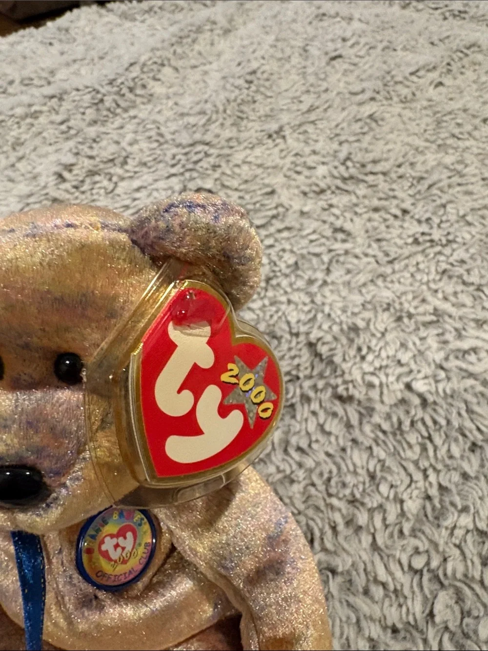 Ty cubby III Bear Plush in Shimmering Gold and Iridescent Hues
